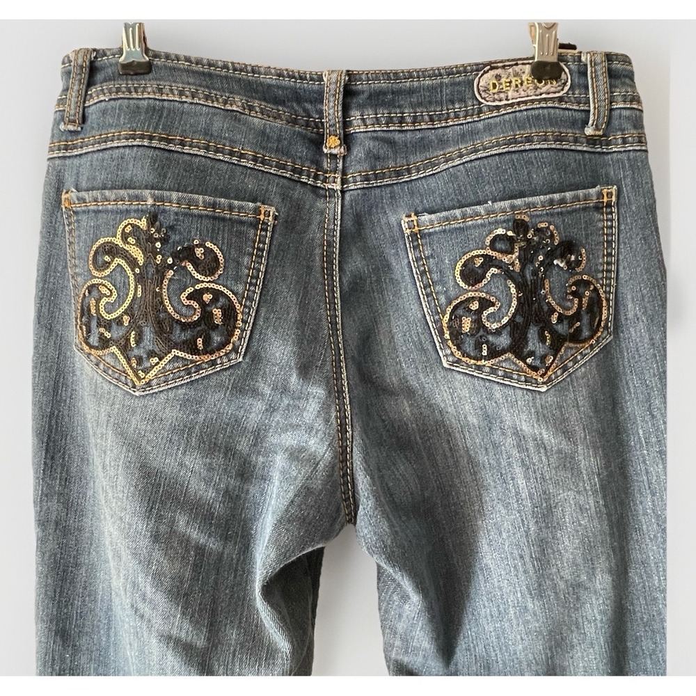 Vintage Y2K Beyoncé Dereon Low Rise Flare Jeans 9/10 Embellished Pockets Sequins